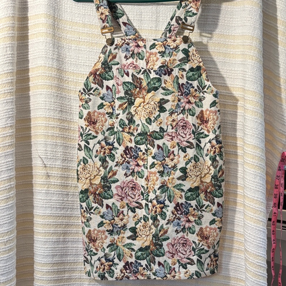 House of Harlow 1960x REVOLVE Levi Overall Dress Ivory Tapestry Flora | Size XXS